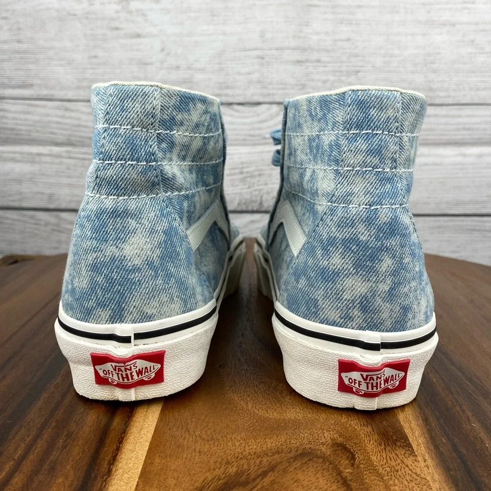 Vans Sk8 Hi Tapered Denim Destroy Winter Sky Sneaker Women’s Shoe Size 6.5 - Picture 8 of 11